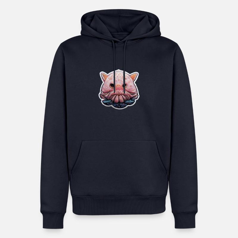 Poisson blob moche - Sweat à capuche Premium bio Homme - bleu marine