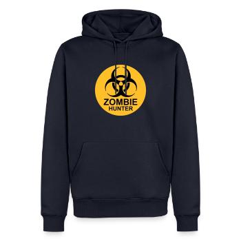 Chasseur de zombies Citation d’Halloween - Sweat à capuche Premium bio Homme - bleu marine - Devant - Nico (187cm)
