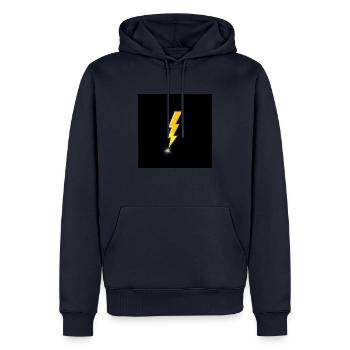 Blitz Logo - Männer Premium Bio Hoodie - Navy - Vorne - Nico (187cm)