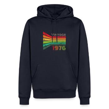 Vintage 1976 - Männer Premium Bio Hoodie - Navy - Vorne - Nico (187cm)