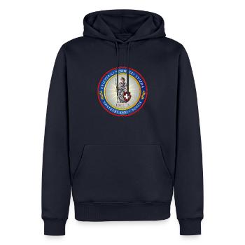 Phoque Helvetia - Sweat à capuche Premium bio Homme - bleu marine - Devant - Nico (187cm)