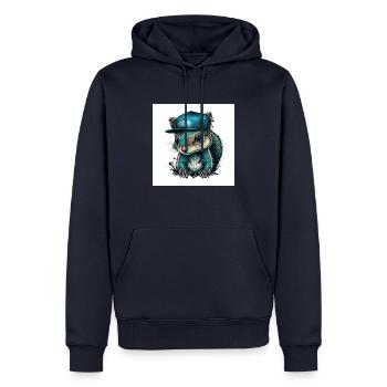 cooles Eichhörnchen mit Cap - Männer Premium Bio Hoodie - Navy - Vorne - Nico (187cm)
