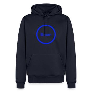 Braun - Männer Premium Bio Hoodie - Navy - Vorne - Nico (187cm)