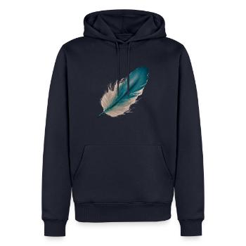 Feder Leichtigkeit - Männer Premium Bio Hoodie - Navy - Vorne - Nico (187cm)