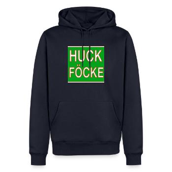 HUCK FÖCKE - Männer Premium Bio Hoodie - Navy - Vorne - Nico (187cm)