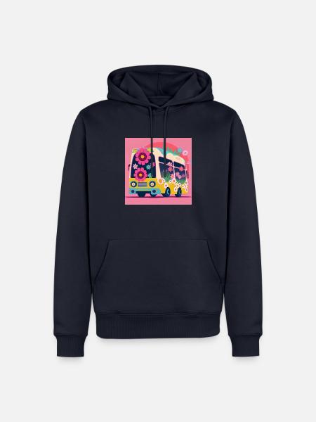 Schulbus rosa - Männer Premium Bio Hoodie - Navy