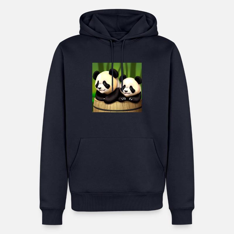 De mignons pandas à l’aventure ! 🍃 - Sweat à capuche Premium bio Homme - bleu marine