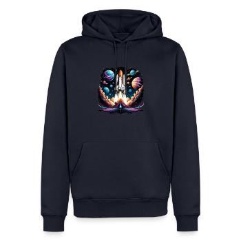Rakete Astronaut Weltall Geschenk SpaceShuttle - Männer Premium Bio Hoodie - Navy - Vorne - Nico (187cm)