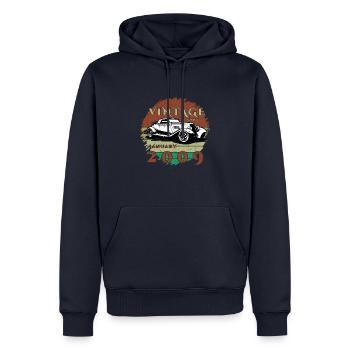 16. Geburtstag - Klassiker - Vintage since 01/2009 - Männer Premium Bio Hoodie - Navy - Vorne - Nico (187cm)
