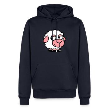 Mouton Triste Timide Introverti Malheureux - Sweat à capuche Premium bio Homme - bleu marine - Devant - Nico (187cm)