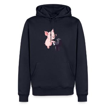 Schwein Schweinchen Pianist Klavier - Männer Premium Bio Hoodie - Navy - Vorne - Nico (187cm)