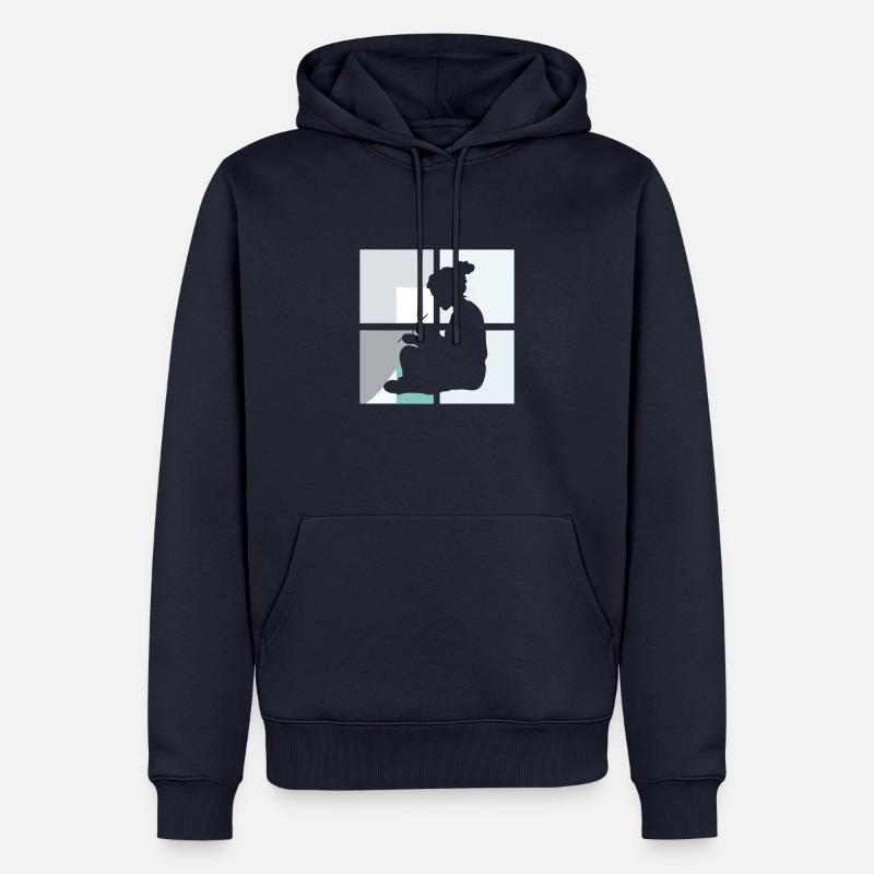 Pull en fil - Sweat à capuche Premium bio Homme - bleu marine