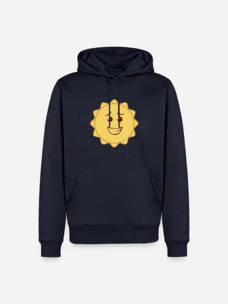 🌞 Gute-Laune-Shirt mit lachender Sonne - Männer Premium Bio Hoodie - Navy