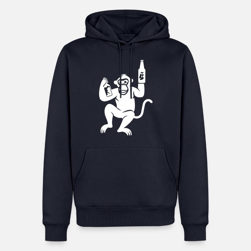 Affe Bier Besoffen - Männer Premium Bio Hoodie - Navy