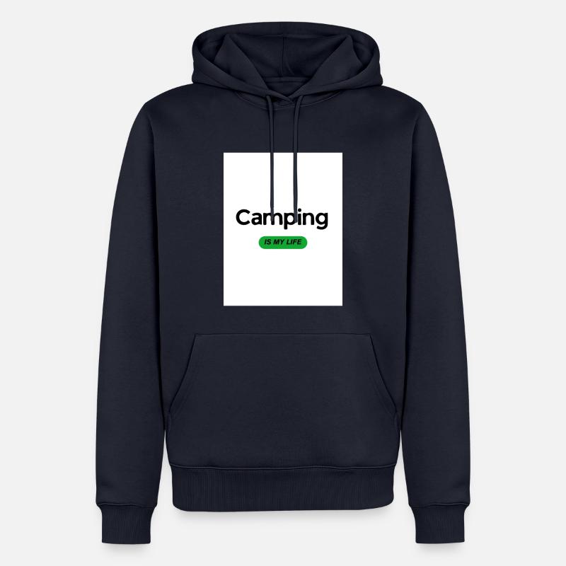 « Le camping, c’est ma vie » - Sweat à capuche Premium bio Homme - bleu marine