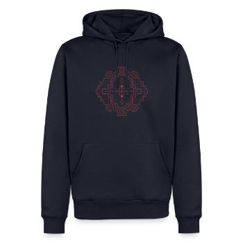 DMT Shipibo Conibo Tribe Art Psychédélique Goa Psy - Sweat à capuche Premium bio Homme - bleu marine - Devant - Nico (187cm)