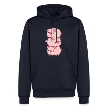 Cute Stack Of Three Little Pigs Funny - Men’s Premium Organic Hoodie - navy - Front - Nico (187cm)