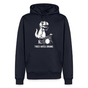 T-Rex hates drums - Drummer - Geschenk - Männer Premium Bio Hoodie - Navy - Vorne - Nico (187cm)