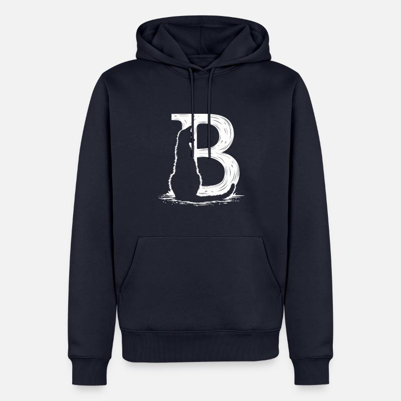 Buchstabe B mit Katze - Männer Premium Bio Hoodie - Navy