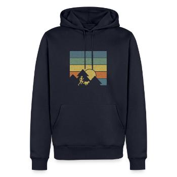 Course de canicross de cross-country avec chien Coureur de Canicross - Sweat à capuche Premium bio Homme - bleu marine - Devant - Nico (187cm)