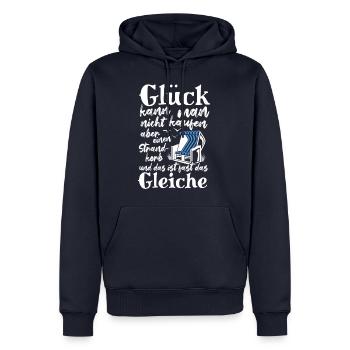 Glück kann man nicht kaufen, aber einen Strandkorb - Männer Premium Bio Hoodie - Navy - Vorne - Nico (187cm)