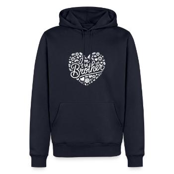 Frère Grand Frère Frère Famille - Sweat à capuche Premium bio Homme - bleu marine - Devant - Nico (187cm)