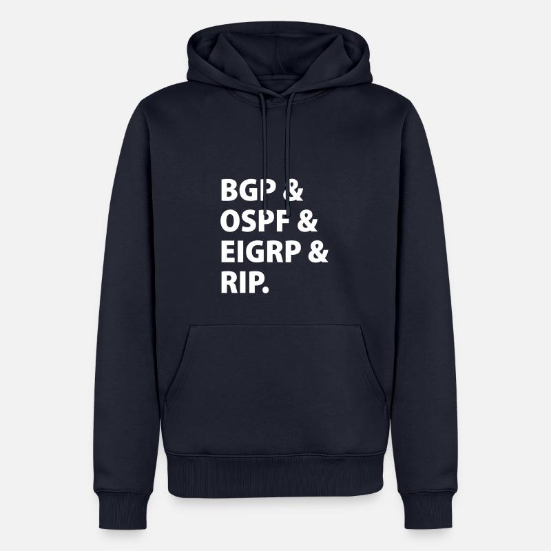 BGP & OSPF & EIGRP & RIP. - Männer Premium Bio Hoodie - Navy