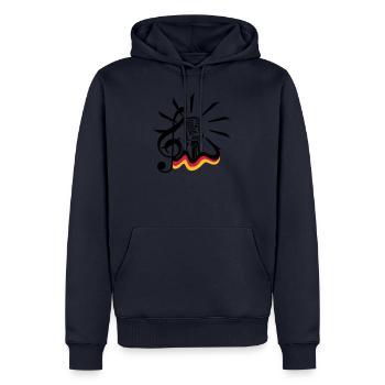 clef et micro / clef 'n mic (3c) - Sweat à capuche Premium bio Homme - bleu marine - Devant - Nico (187cm)