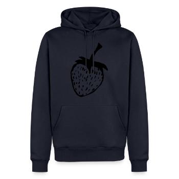 Erdbeere - Männer Premium Bio Hoodie - Navy - Vorne - Nico (187cm)