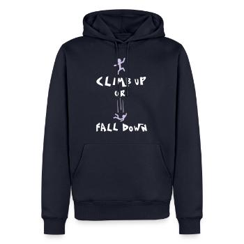 climb up - Men’s Premium Organic Hoodie - navy - Front - Nico (187cm)