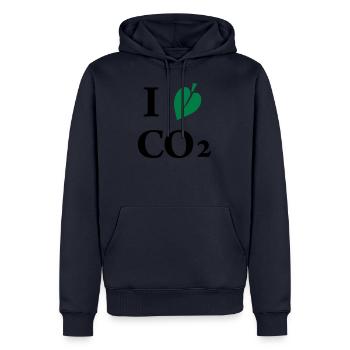 i love co2 - Sweat à capuche Premium bio Homme - bleu marine - Devant - Nico (187cm)