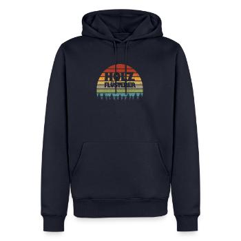 Boiserie Bois Bois Whisperer Vintage - Sweat à capuche Premium bio Homme - bleu marine - Devant - Nico (187cm)
