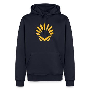 Scallop shell | Camino de Santiago | Way of St. James - Men’s Premium Organic Hoodie - navy - Front - Nico (187cm)