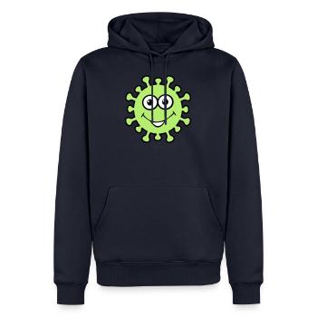 Happy virus - Men’s Premium Organic Hoodie - navy - Front - Nico (187cm)