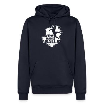 We love Handball - Männer Premium Bio Hoodie - Navy - Vorne - Nico (187cm)