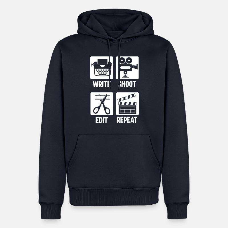 Write Shoot Edit Repeat Filmmaker - Männer Premium Bio Hoodie - Navy
