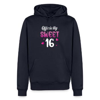Officiellement Sweet 16 - Sweat à capuche Premium bio Homme - bleu marine - Devant - Nico (187cm)
