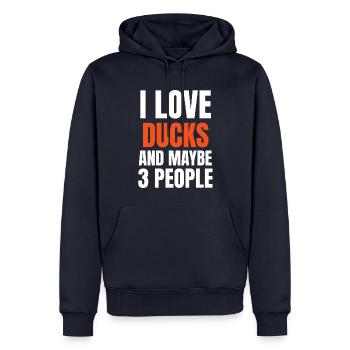 I Love Ducks And Maybe 3 People Funny - Men’s Premium Organic Hoodie - navy - Front - Nico (187cm)