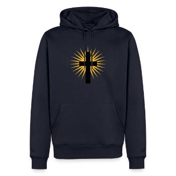weiter5 - Sweat à capuche Premium bio Homme - bleu marine - Devant - Nico (187cm)