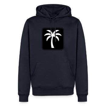 Palmier Icône Été - Sweat à capuche Premium bio Homme - bleu marine - Devant - Nico (187cm)