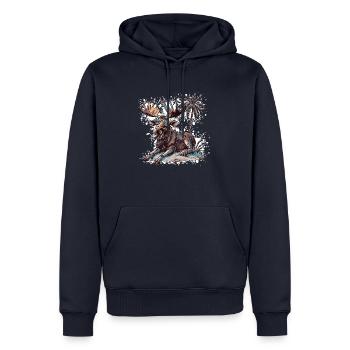 Elch Insel Palme - Männer Premium Bio Hoodie - Navy - Vorne - Nico (187cm)