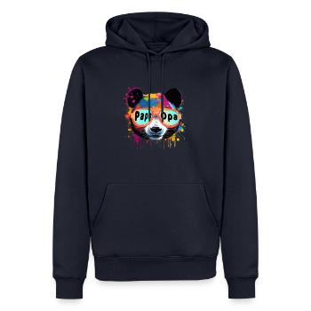 papa, grand-père, ours, panda ours, illustration, coloré, graffiti - Sweat à capuche Premium bio Homme - bleu marine - Devant - Nico (187cm)