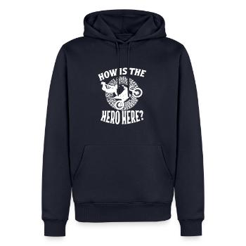 Dirtbike Rider Hero Here MX Motocross Supercross - Männer Premium Bio Hoodie - Navy - Vorne - Nico (187cm)
