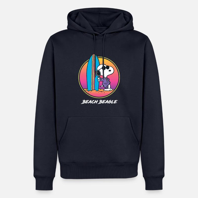 Peanuts Snoopy Beach Beagle Plage - Sweat à capuche Premium bio Homme - bleu marine