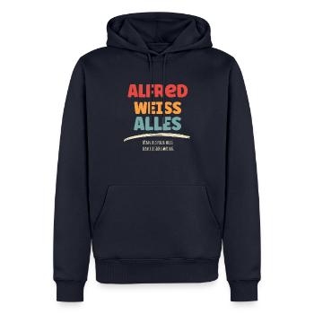 ALFRED weiss Alles - Männer Premium Bio Hoodie - Navy - Vorne - Nico (187cm)