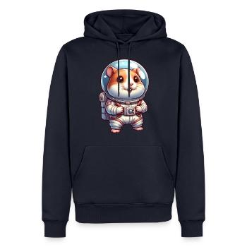 Süßer Hamster Astronaut im Weltall - Männer Premium Bio Hoodie - Navy - Vorne - Nico (187cm)