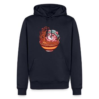 Kawaii Katze mit Ramen Schüssel - Männer Premium Bio Hoodie - Navy - Vorne - Nico (187cm)
