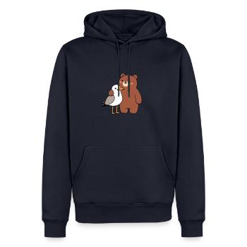 Moin Möwe Vogel Bär Freundschaft Liebe Umarmung - Männer Premium Bio Hoodie - Navy - Vorne - Nico (187cm)