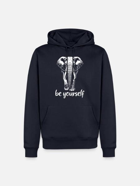 Elefant - Be yourself - Stoßzahn - Elfenbein - Männer Premium Bio Hoodie - Navy