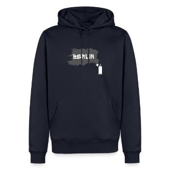 Style berlinois chic et Graffity - Sweat à capuche Premium bio Homme - bleu marine - Devant - Nico (187cm)